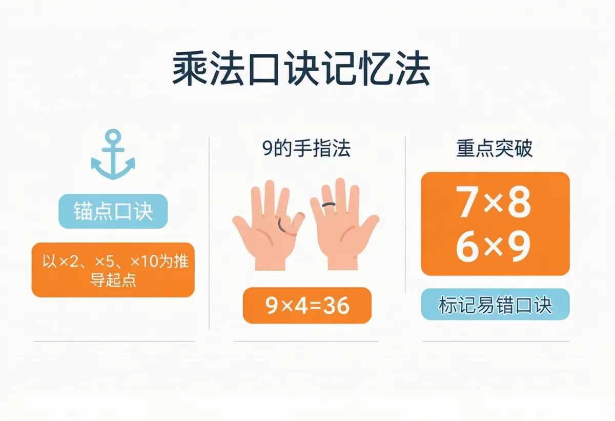乘法口诀怎么背最快?孩子总记不住,一线教师的3个科学记忆法让孩子2秒脱口而出 - 配图