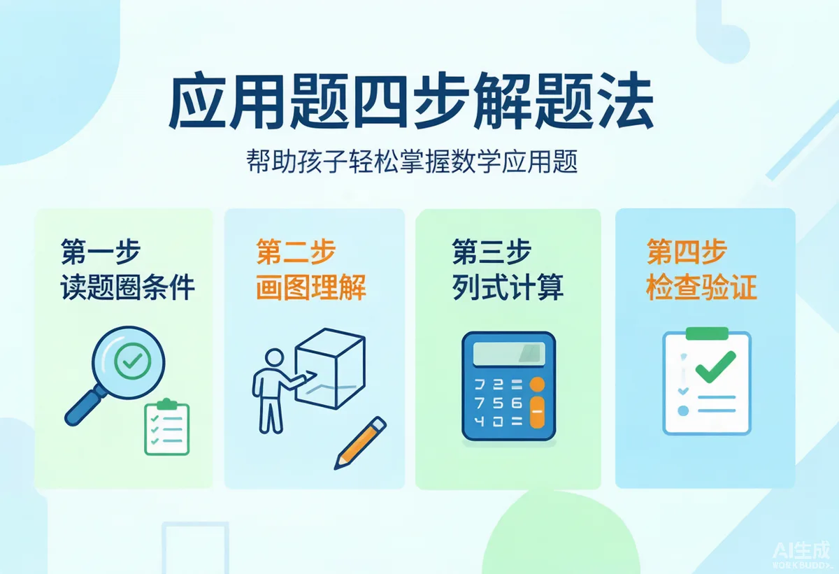 3年级数学应用题总是扣分?这套条件拆解+问题倒推四步法让孩子从62分提到92分 - 配图
