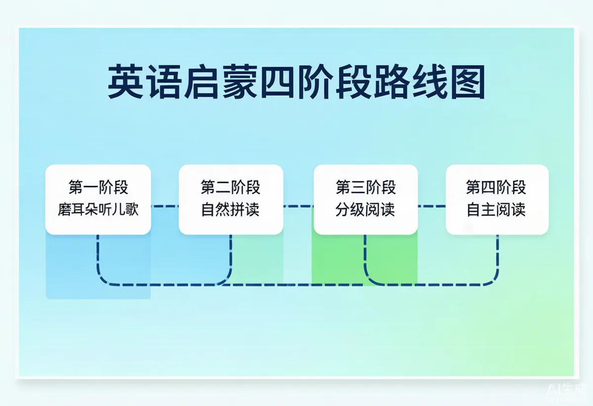 小学生英语启蒙路线图:从零基础到自主阅读,家长照着做就能成的4个阶段 - 配图