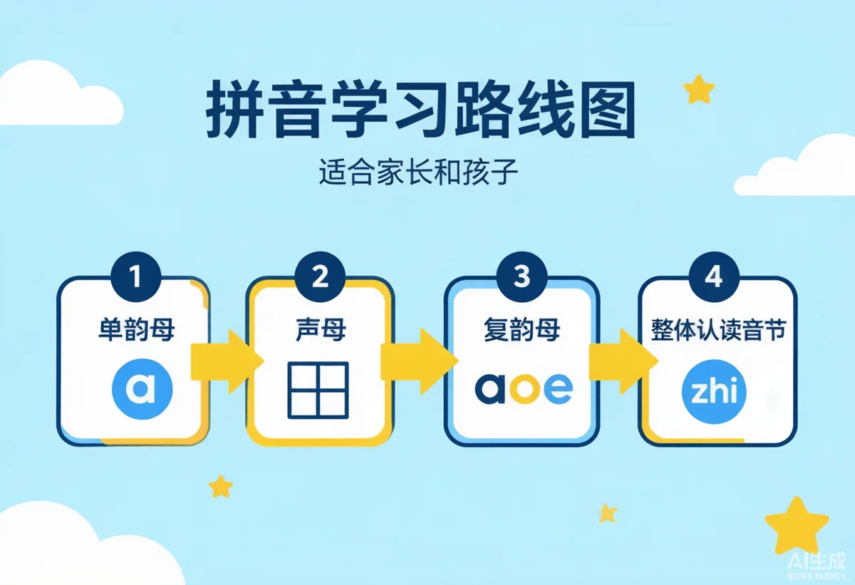 一年级拼音学习路线图:按这个顺序学,2个月掌握23个声母24个韵母 - 配图