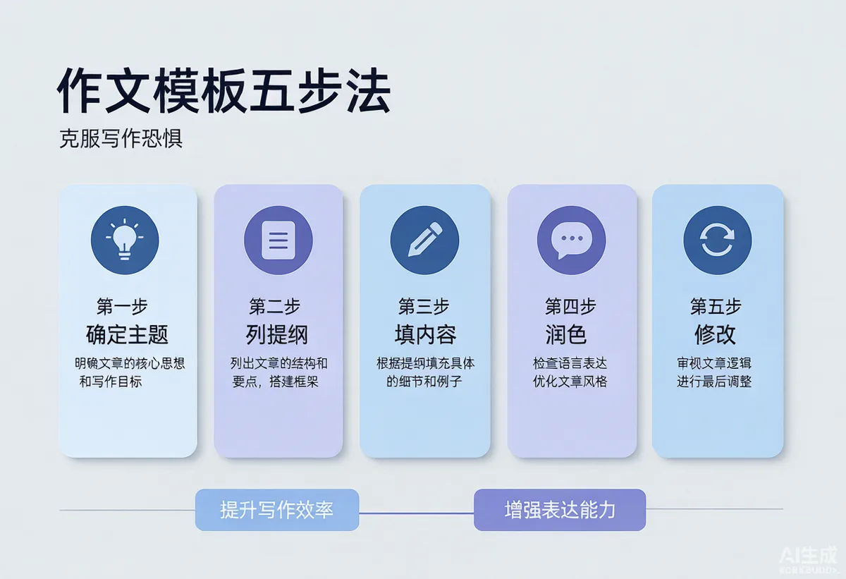 用作文模板生成器帮孩子克服写作恐惧的5个步骤 - 配图